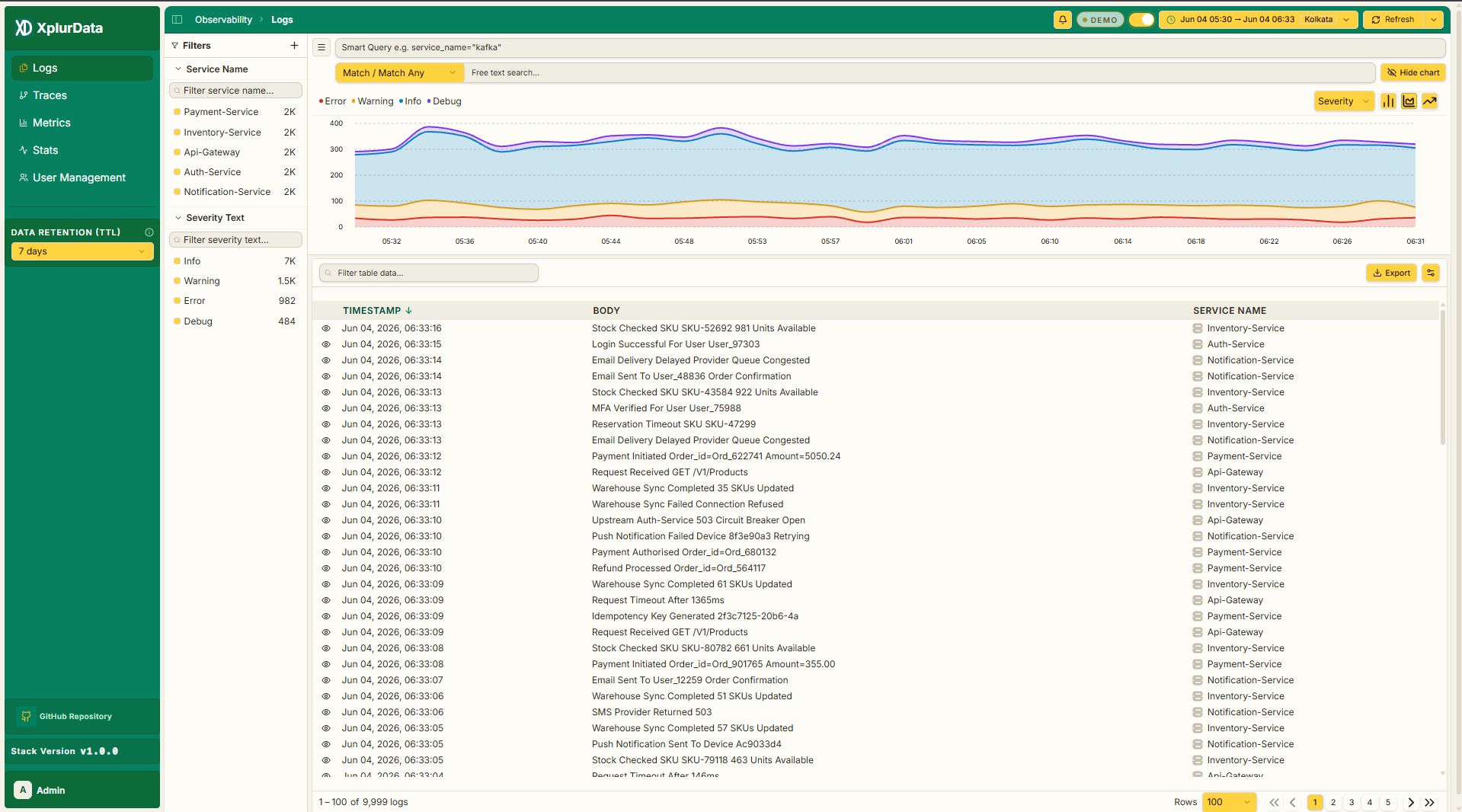 XplurData Log Explorer